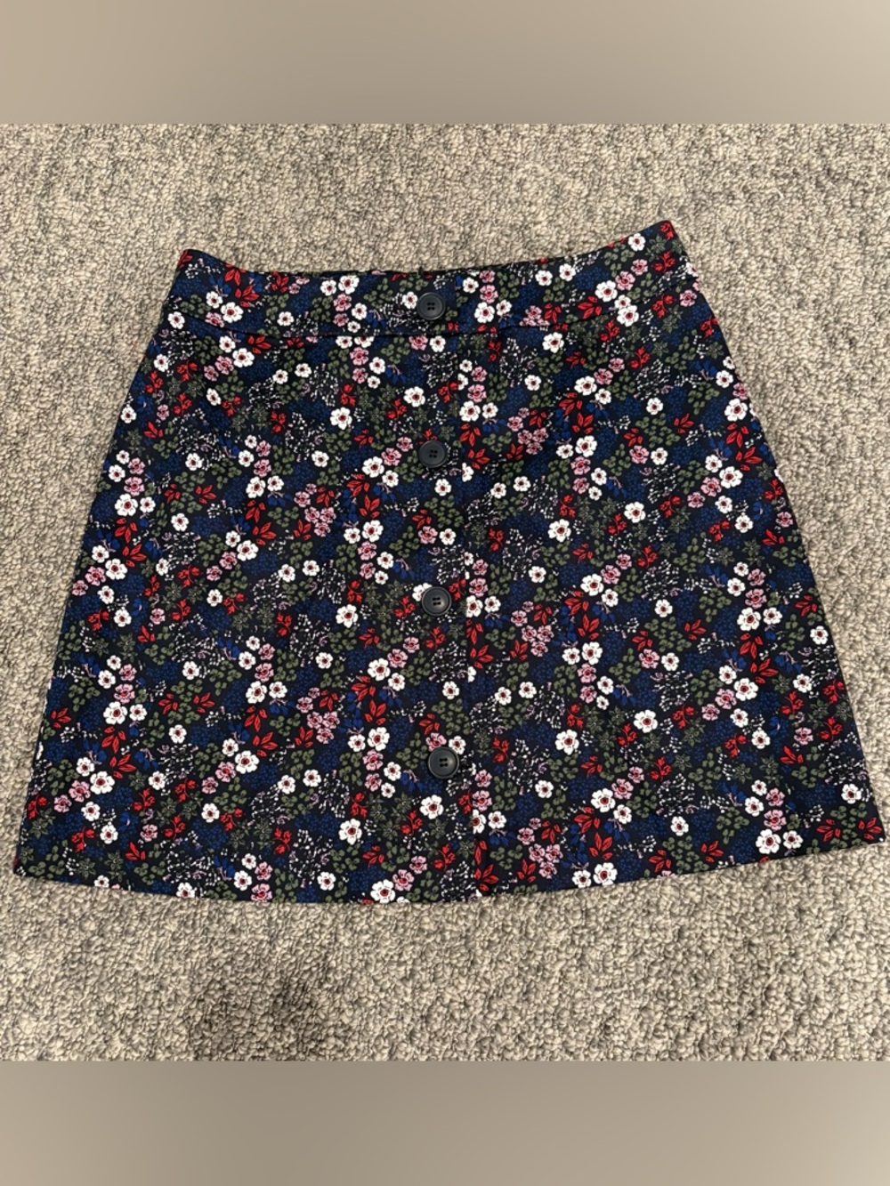 1901 Floral Button-Front Mini Skirt - Navy Multi